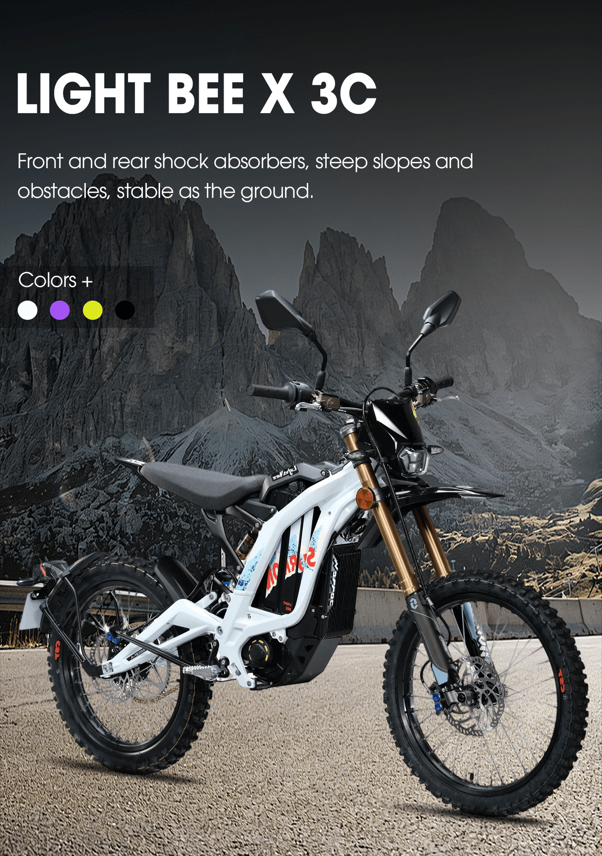 Sur Ron 2026 10000W 72V35AH Electric Dirt Bike with Integrated Road Bike Light Bee X Surron