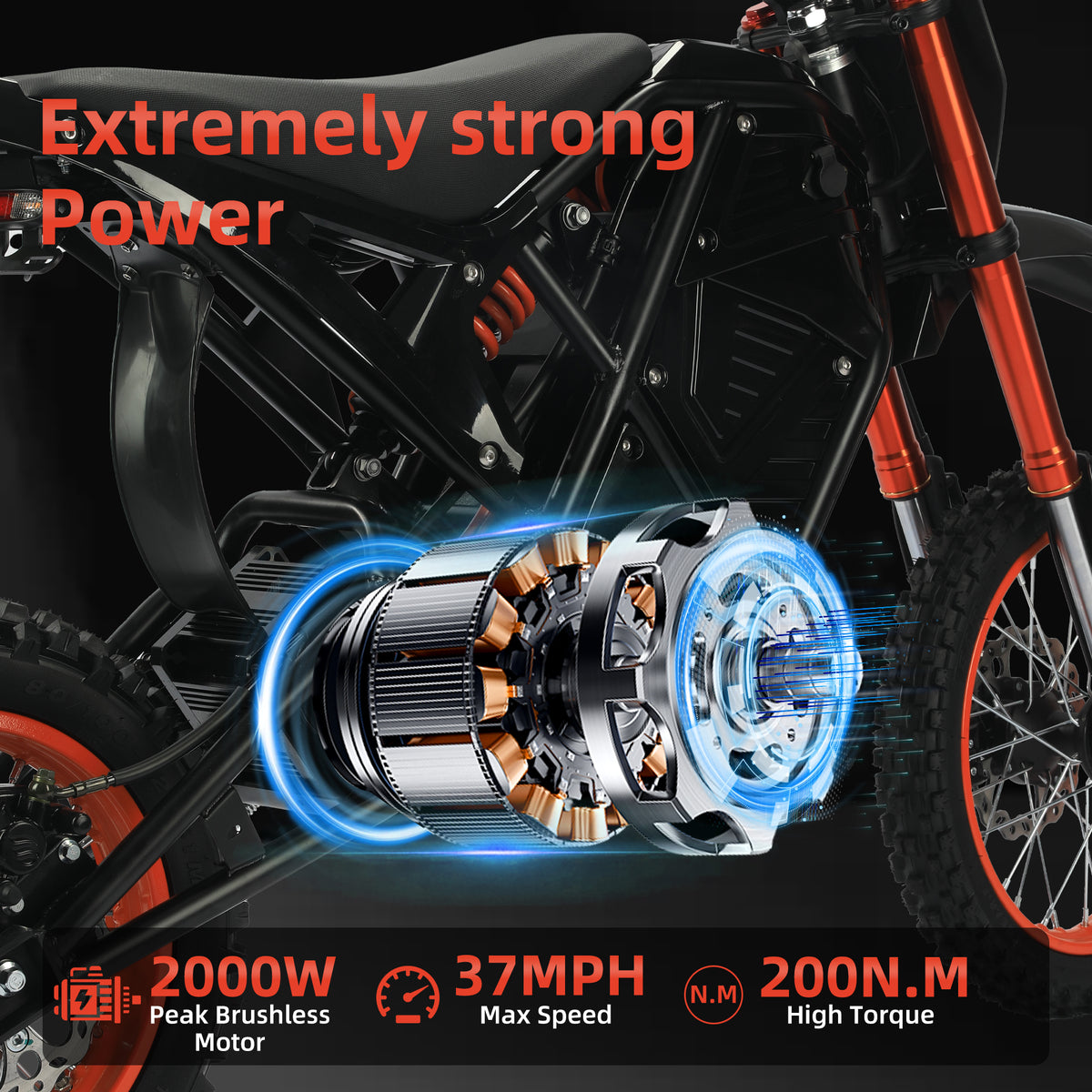 1500W Electric Dirt Bike for Adults, 48V 21Ah Lithium Battery Off-Road Electric Bike for Trail and City Riding