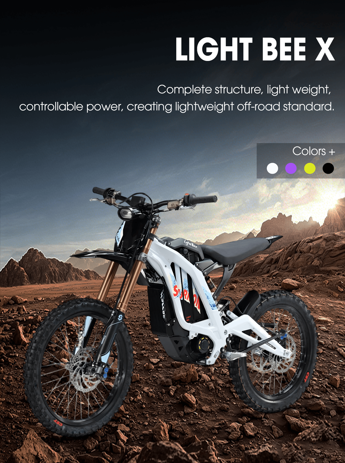 Sur Ron 2026 10000W 72V35AH Electric Dirt Bike with Integrated Road Bike Light Bee X Surron